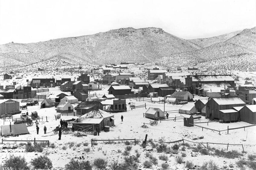 A wintery view of Randsburg, CA, photographed by Charles C. Pierce, ca. 1900. | Courtesy of Huntington Library Collection.