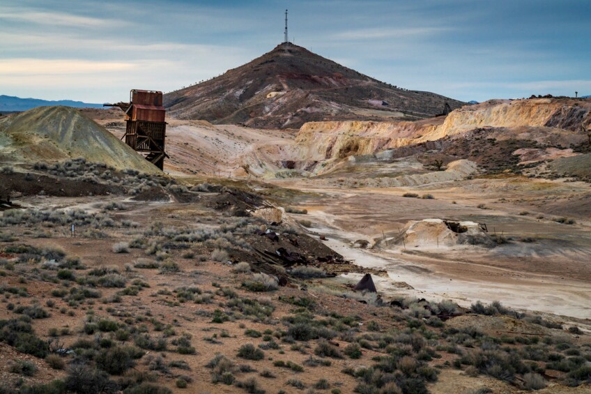 A view of Columbia Mountain, Goldfield, Nevada. Just north of the peak are the infamous Sandstorm group of claims that launched Goldfield’s rush in 1902. | Kim Stringfellow.