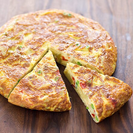 A variation of the Spanish Omelette with added green peppers for a pop of color and flavor
