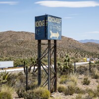 The Kokoweef beacon at Mountain Pass on I-15 that continues to lure tourists and treasure seekers to the famed mine. | Photo: Kim Stringfellow.