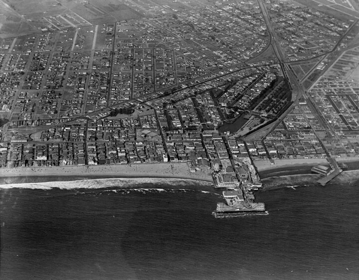 Circa 1920s aerial view of the city of Venice and the original canals. Courtesy of the Los Angeles Public Library Photo Collection.