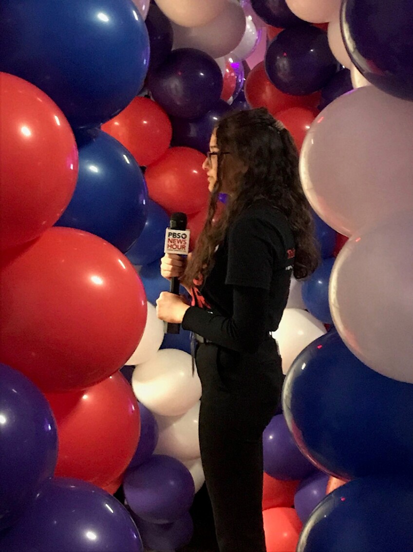 Diana Rincon does her stand-up at the Dec. 19, 2019 Democratic presidential debate. | Courtesy of Diana Rincon