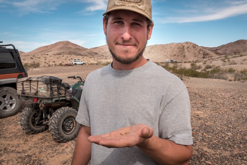 FCM Danny Panattoni shows off two small gold nuggets found at the remote Middle Camp area he worked. | Kim Stringfellow