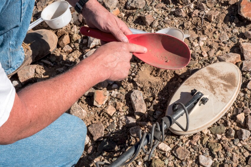 This small gold flake was located using a metal detector. | Kim Stringfellow